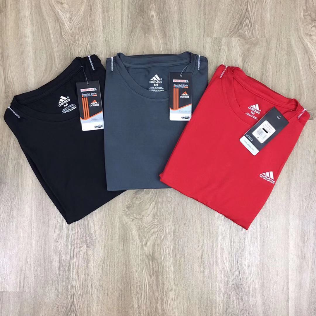 (GREY M)Adidas Sport Wear T-Shirt Men Round Neck Style(Ready Stock)
